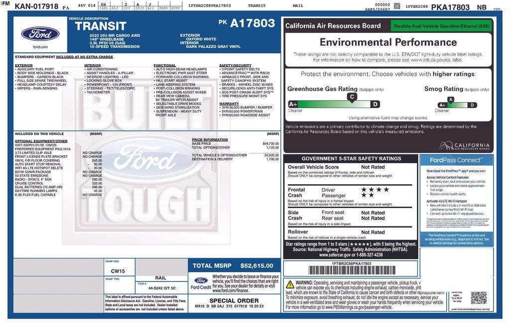2023 Ford Transit Cargo Van Base