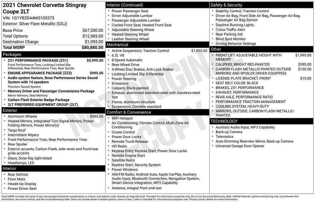 2021 Chevrolet Corvette Stingray 2LT