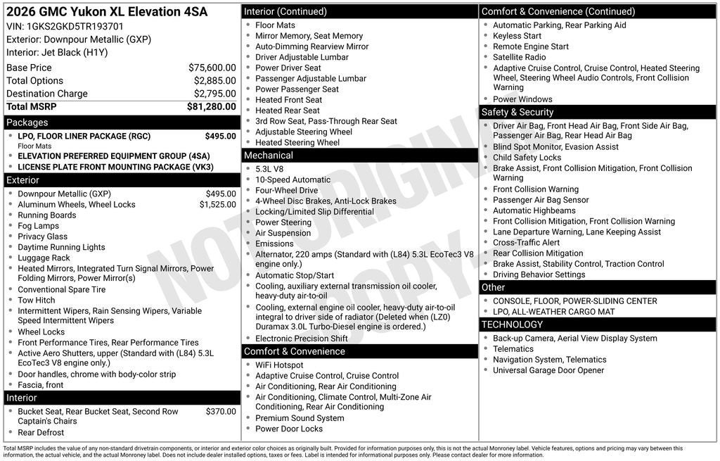 2026 GMC Yukon XL Elevation