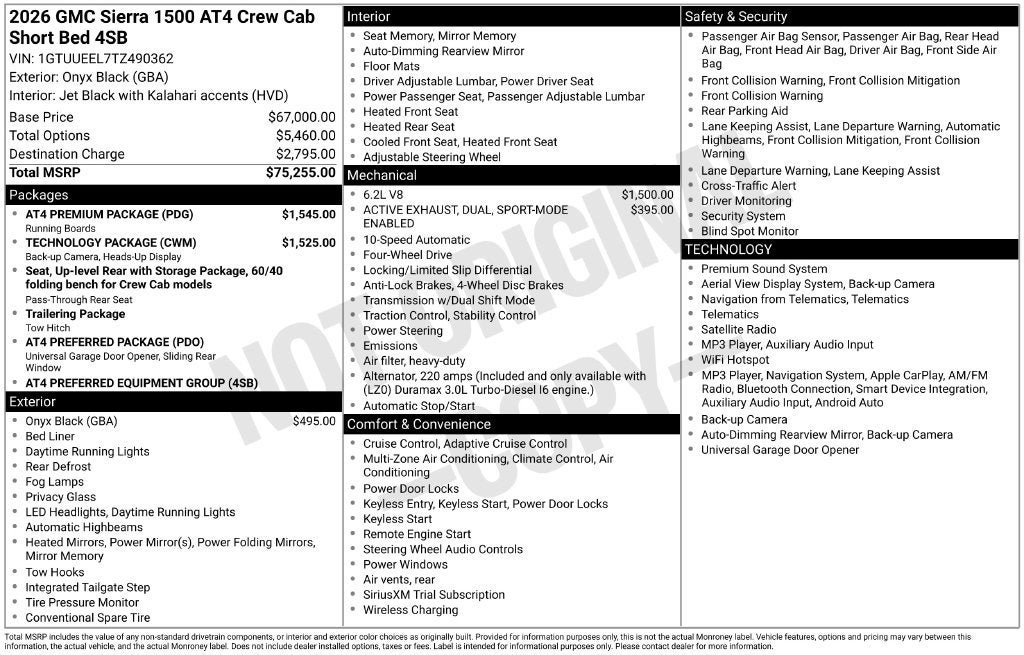 2026 GMC Sierra 1500 AT4