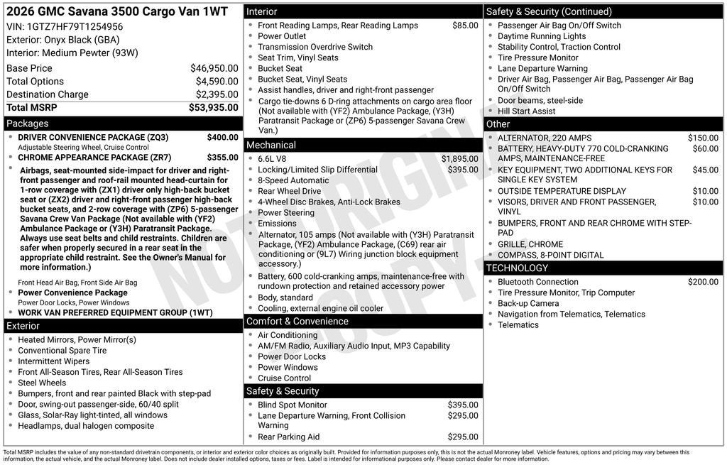 2026 GMC Savana Cargo Work Van