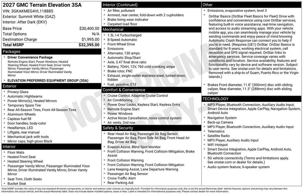 2027 GMC Terrain Elevation