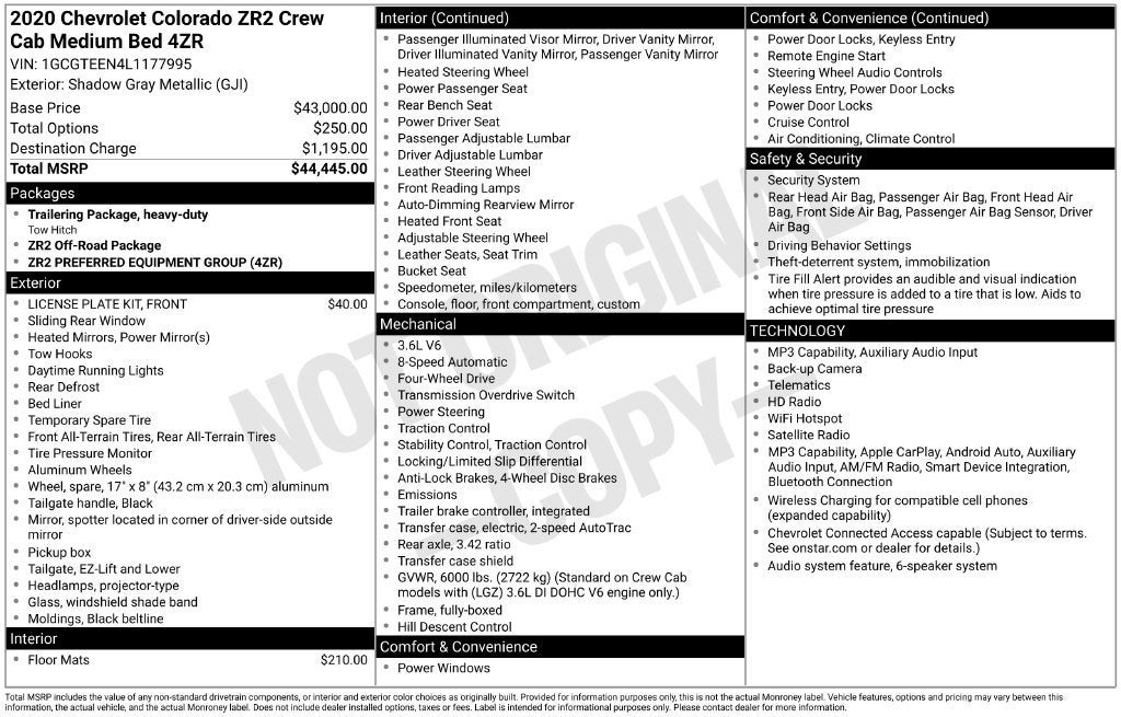 2020 Chevrolet Colorado 4WD ZR2