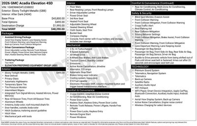 2026 GMC Acadia Elevation