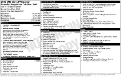 2026 GMC Sierra EV Elevation Extended Range