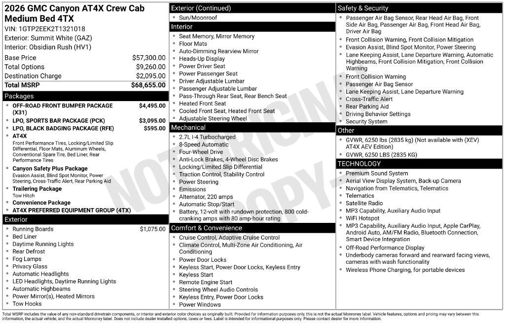 2026 GMC Canyon AT4X