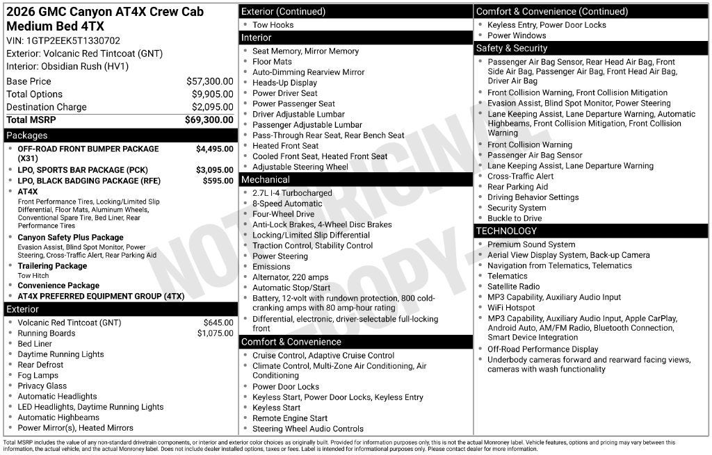 2026 GMC Canyon AT4X