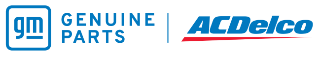 Blue GM logo next to 'GENUINE PARTS' and 'ACDelco' in blue, with a red line under 'ACDelco'.
